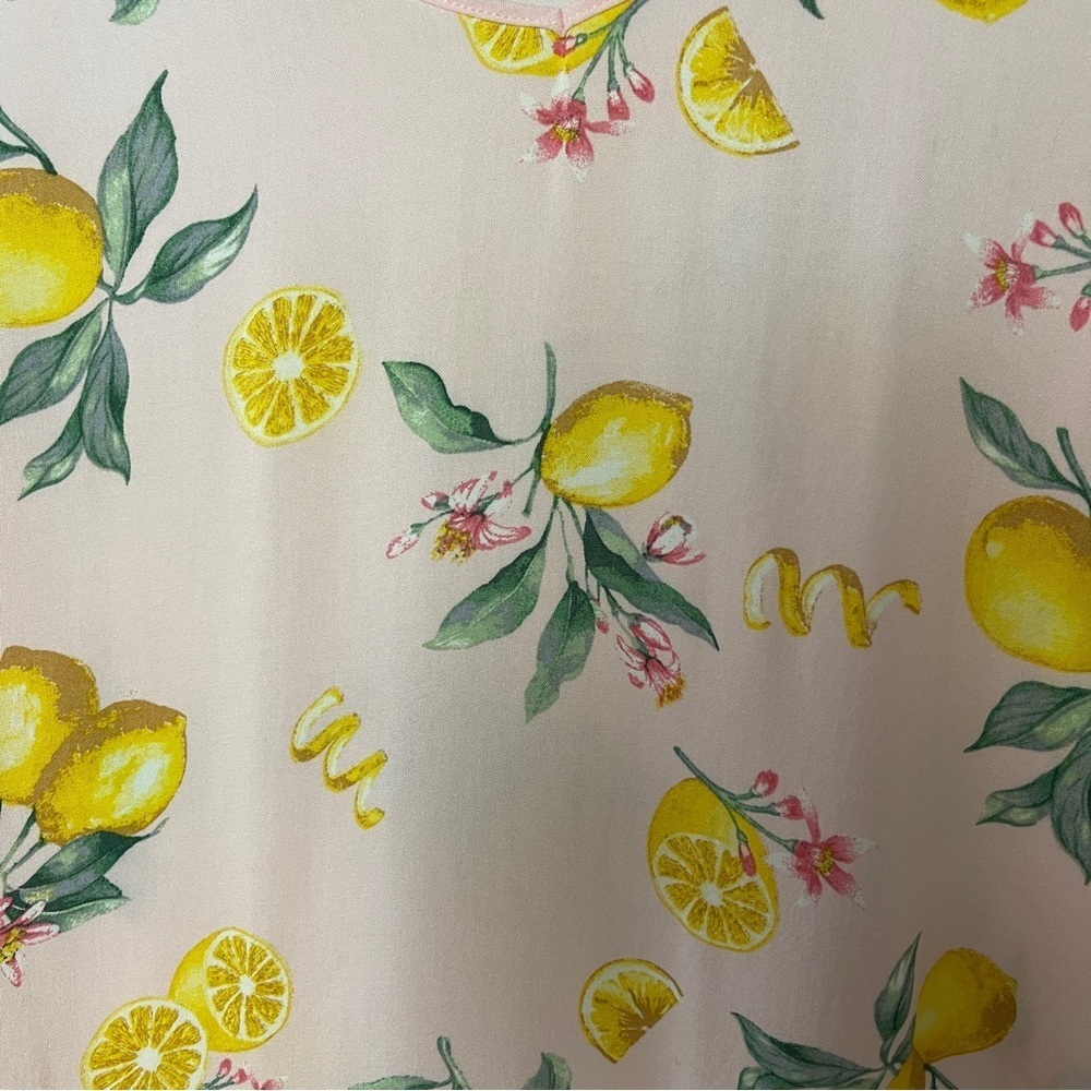Flora Nikrooz Pink Lemon Floral Top Size L - Picture 2 of 5